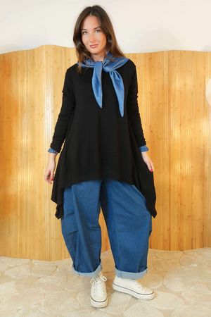 Mabel Dip Side Stretch Fine Knit Black /30=